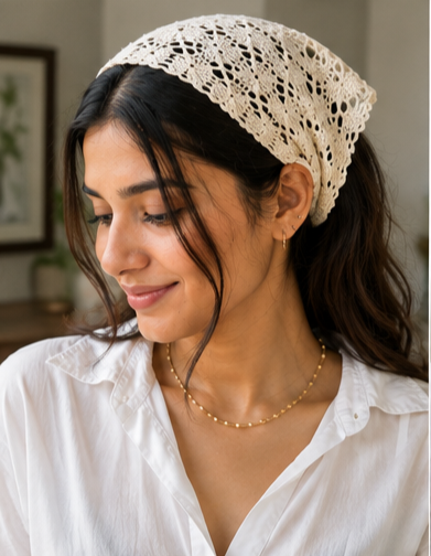 Yarnhug Handmade Crochet Bandana - Boho Hair Scarf - Image 4