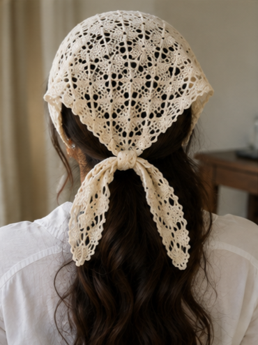 Yarnhug Handmade Crochet Bandana - Boho Hair Scarf - Image 3