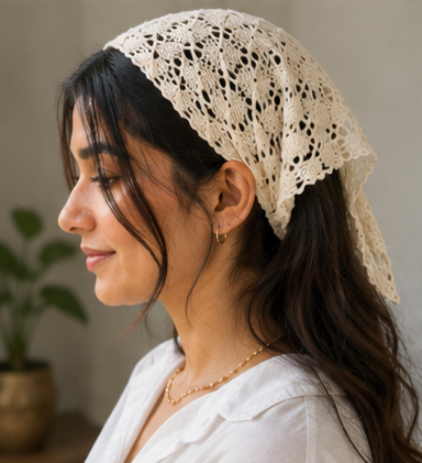 Yarnhug Handmade Crochet Bandana - Boho Hair Scarf - Image 2