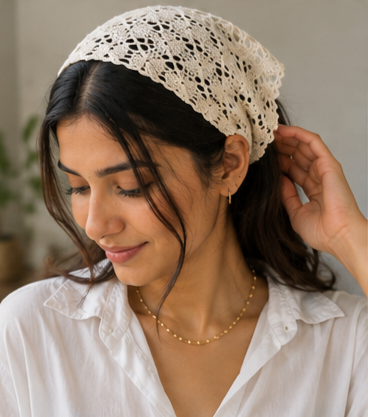 Yarnhug Handmade Crochet Bandana - Boho Hair Scarf