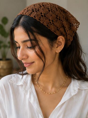 Yarnhug Handmade Crochet Bandana - Boho Hair Scarf - Image 5