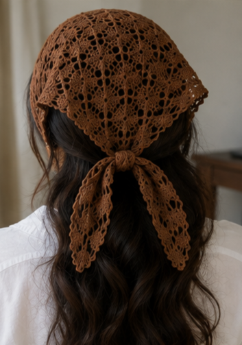 Yarnhug Handmade Crochet Bandana - Boho Hair Scarf - Image 8