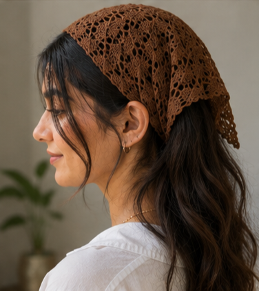 Yarnhug Handmade Crochet Bandana - Boho Hair Scarf - Image 7