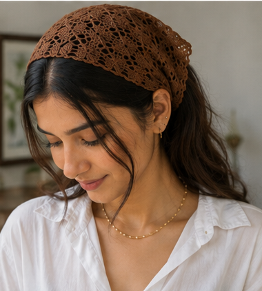Yarnhug Handmade Crochet Bandana - Boho Hair Scarf - Image 6