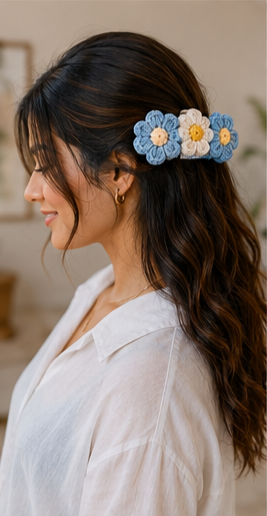 Large Crochet Flower Hair Claw Clip - Image 5