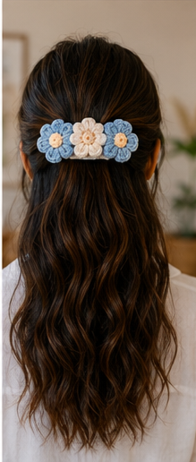 Large Crochet Flower Hair Claw Clip - Image 4