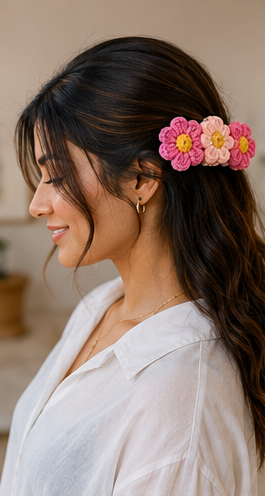 Large Crochet Flower Hair Claw Clip - Image 3