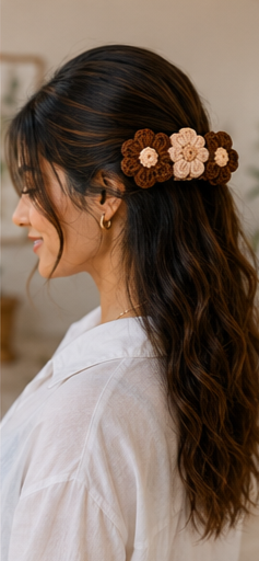 Large Crochet Flower Hair Claw Clip