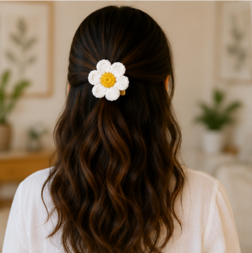 Small Crochet Flower Hair Claw Clip - Image 6