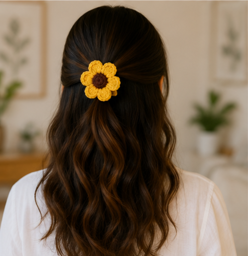 Small Crochet Flower Hair Claw Clip - Image 4