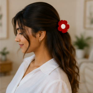 Small Crochet Flower Hair Claw Clip