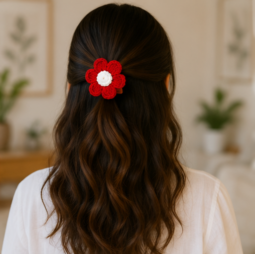 Small Crochet Flower Hair Claw Clip - Image 2